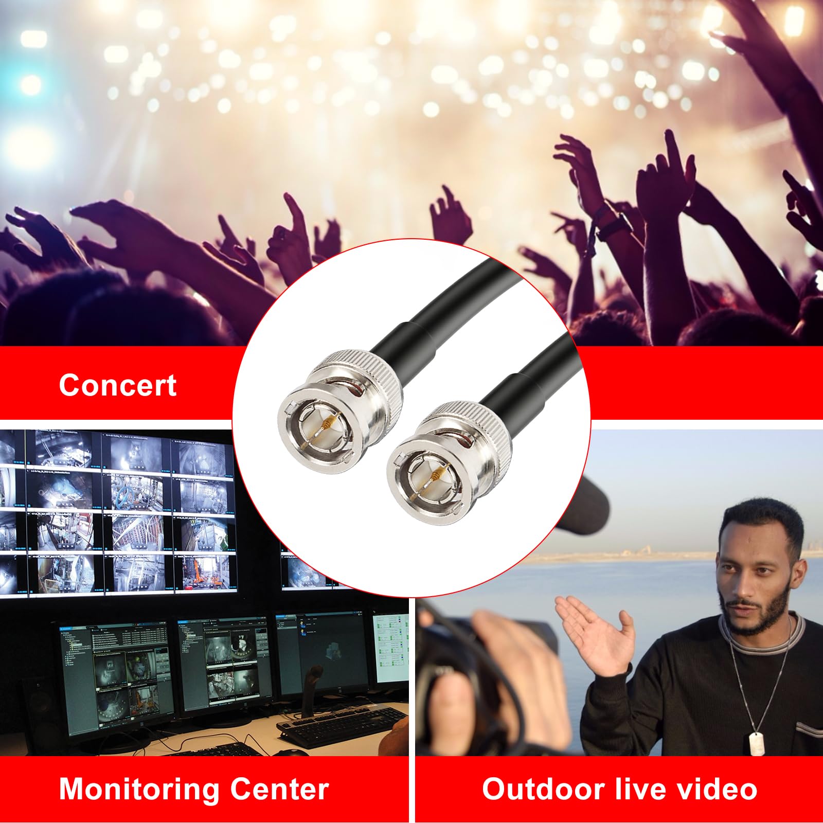 Cavo XRDS-RF 12G SDI 0,9 m, 3G/6G/12G 75ohm RG6 cavo BNC supporta HD-SDI/3G/6G-SDI/4K per convertitore di telecamere di sicurezza video