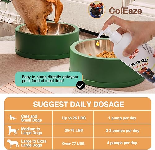 Miniatura 4 de Aceite de salmón para perros y gatos, 32 onzas, aceite de pescado líquido Omega 3 y 6, vitamina D, ácidos grasos EPA + DHA para piel y pelaje