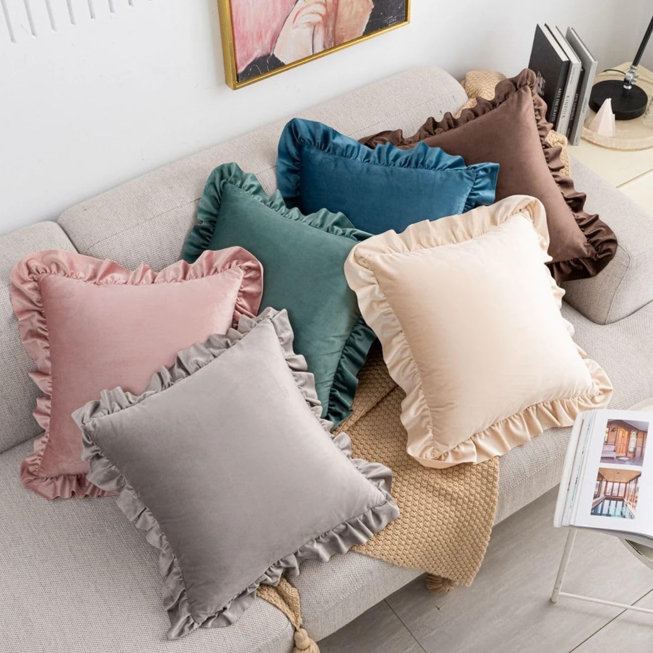 Amazon.co.jp: クッションカバー ベルベット 45×45cm 北欧