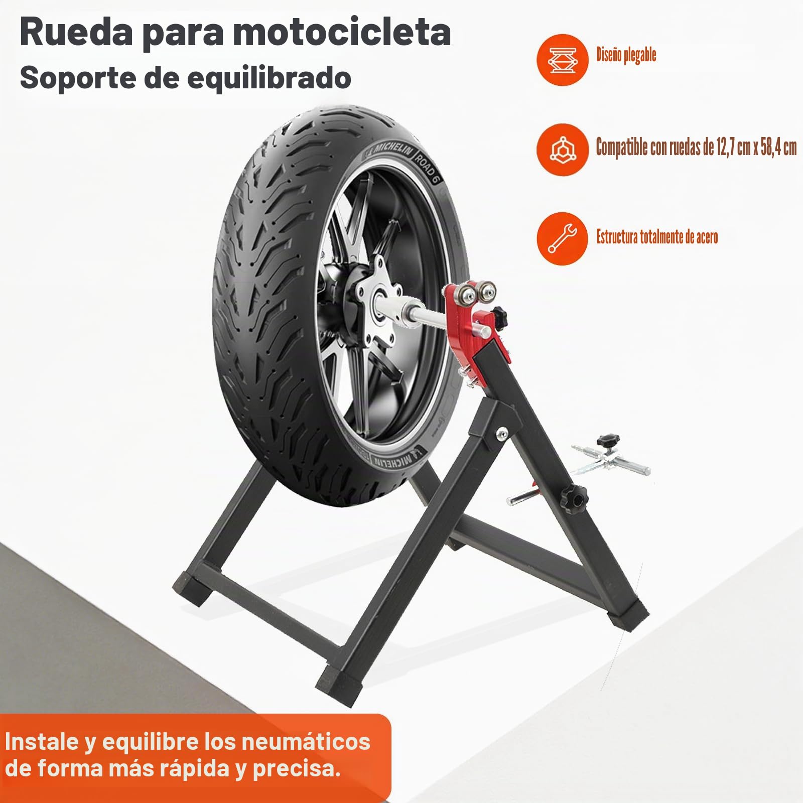 Equilibrador de Ruedas de Motocicleta, Soporte de Equilibrio de Ruedas de Acero, Manual Plegable para Ruedas de Motocicleta Herramientas Portátiles para Balanceador de Ruedas
