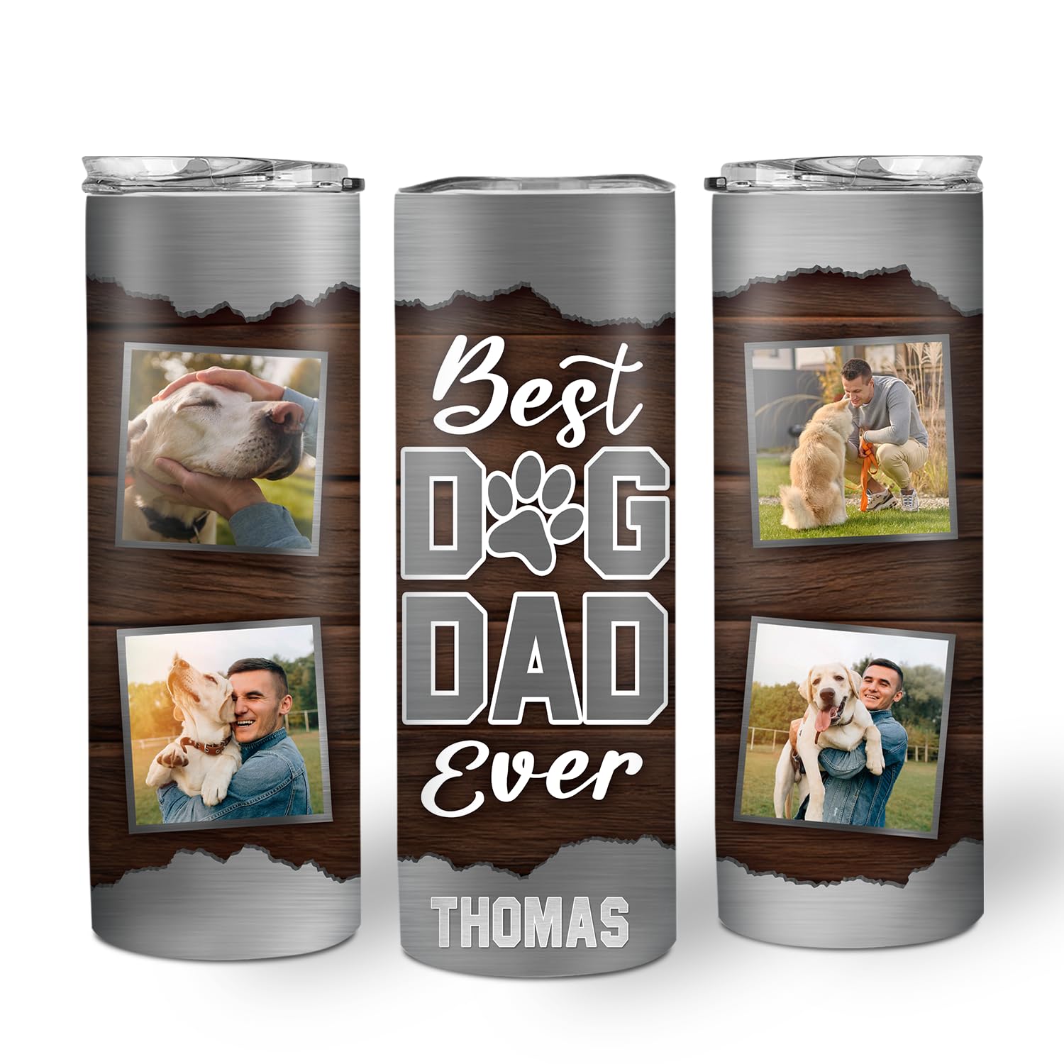 Hyturtle Personalized Picture Dog Dad Tumbler Gifts for Dog Lovers, Funny Father's Day Cup Gifts For Men From Dogs, Best Birthday Gift Idea for Fur