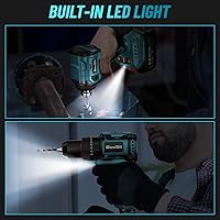 Vista 4 de SEESII Taladro inalámbrico de 21V máximo y atornillador de impacto, kit combinado de herramientas eléctricas incluido taladro de 3/8 pulgadas