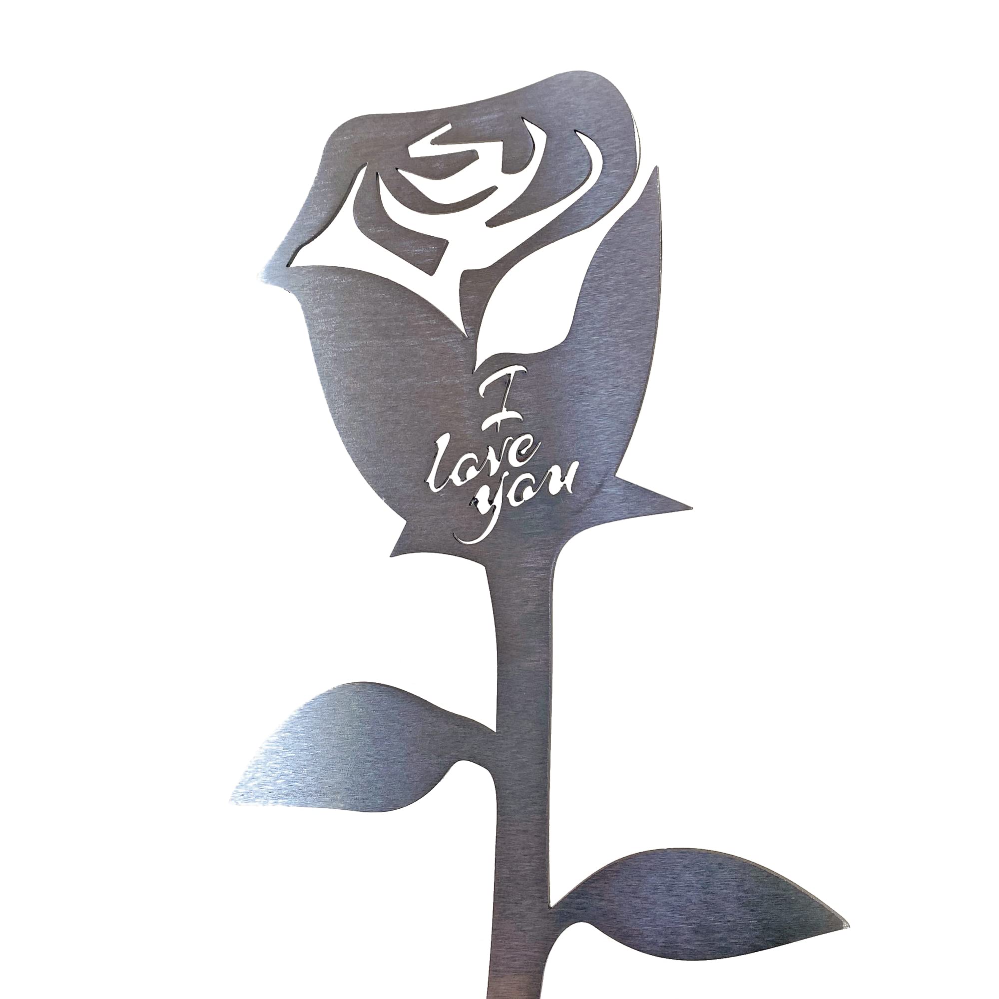 Image Industry I Love You Steel Rose Cutout – Rustic Garden Sculpture – Romantic Metal Rose Gift – Anniversary, Valentine’s & Birthday Gift for Her or Him