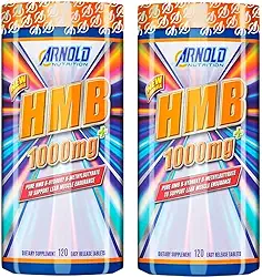 Kit 2x HMB 1000mg Arnold Nutrition – 120 Cápsulas por Frasco, Suplemento para Ganho de Massa e Redução de Catabolismo Muscular
