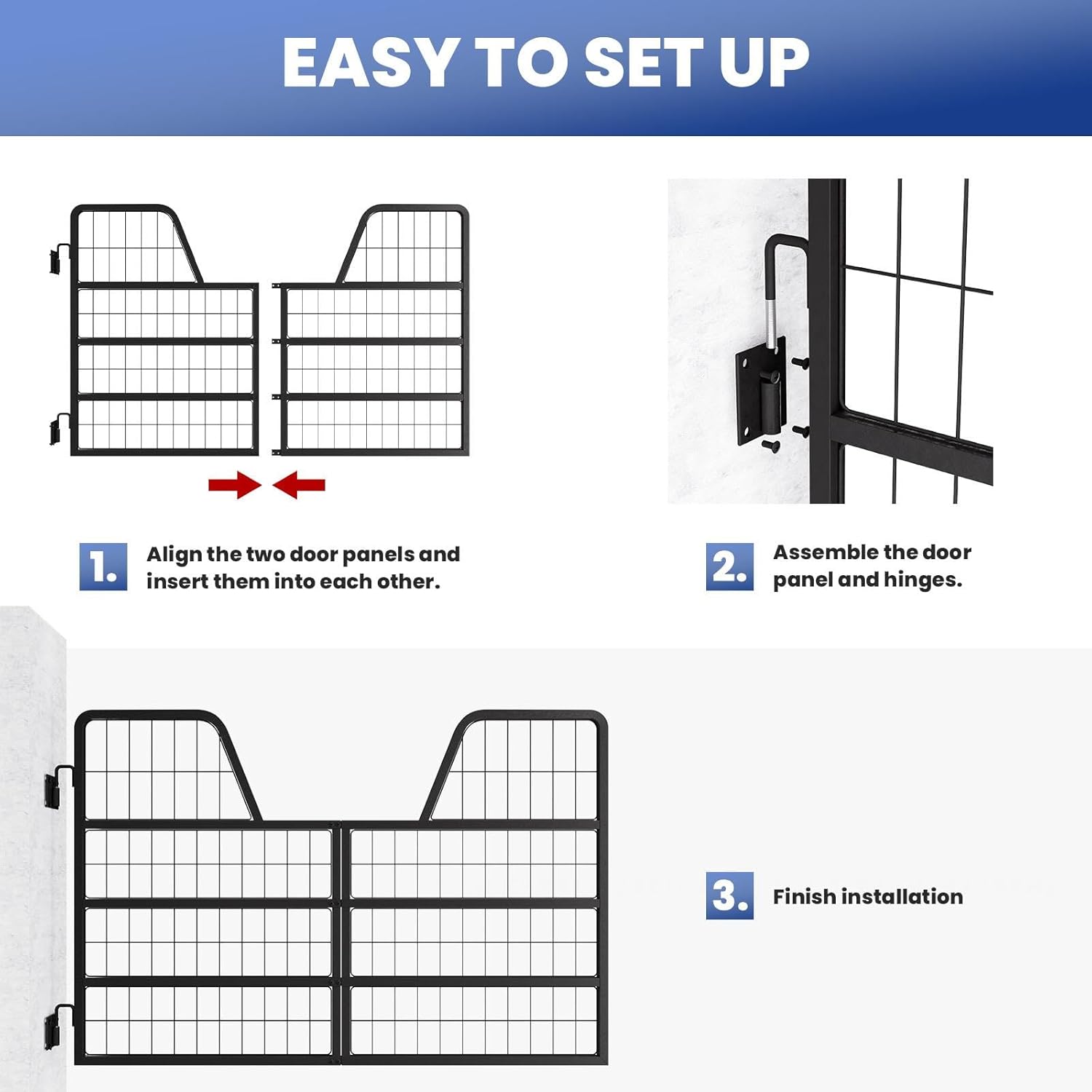 Vohala Heavy Duty Horse Stall Gate, Small: 48'' x 24'' Ultra-Sturdy Stall Door Gate, 1" Thick Steel Frame Two-Way Horse Stall Guard, Safety-Edge Stall Guards for Horses (Medium: 48'' x 32'')