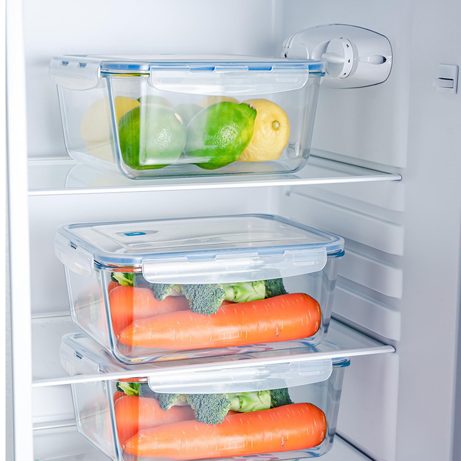 Contenitori per alimenti in vetro con coperchio ermetico, 3,3 l, formato famiglia, extra large, per marinatura, contenitore per cottura in forno, ciotole in vetro rettangolari