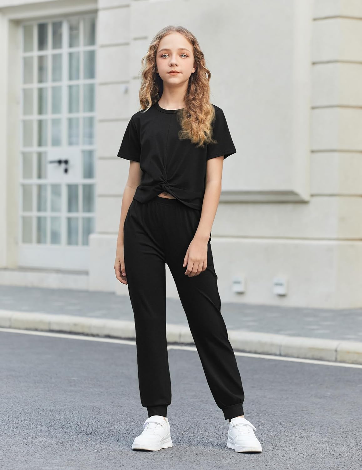 Arshiner Girls Clothing Sets Tie Dye Twist Front Tops & Sweatpants Outfits Sportwear Sweatsuits Tracksuits 4-13 Year - Image 3