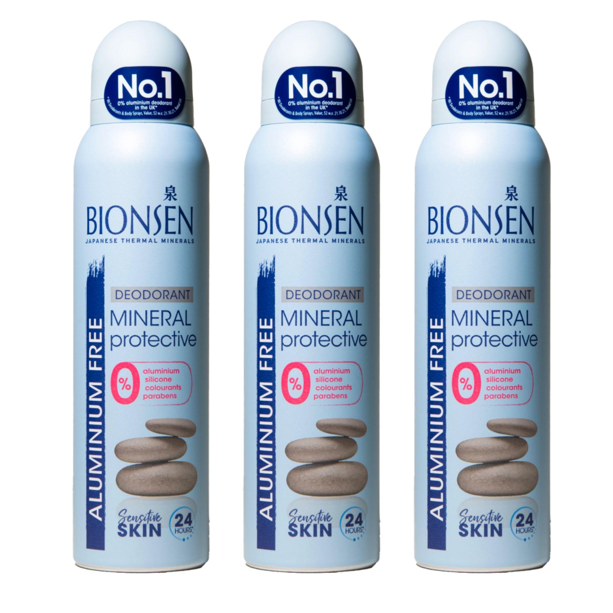 Bionsen Mineral Protective Spray Deodorant, 0 Percent Aluminum, Paraben Free, All-Day Freshness for Sensitive Skin, 150ml, 3 Pack