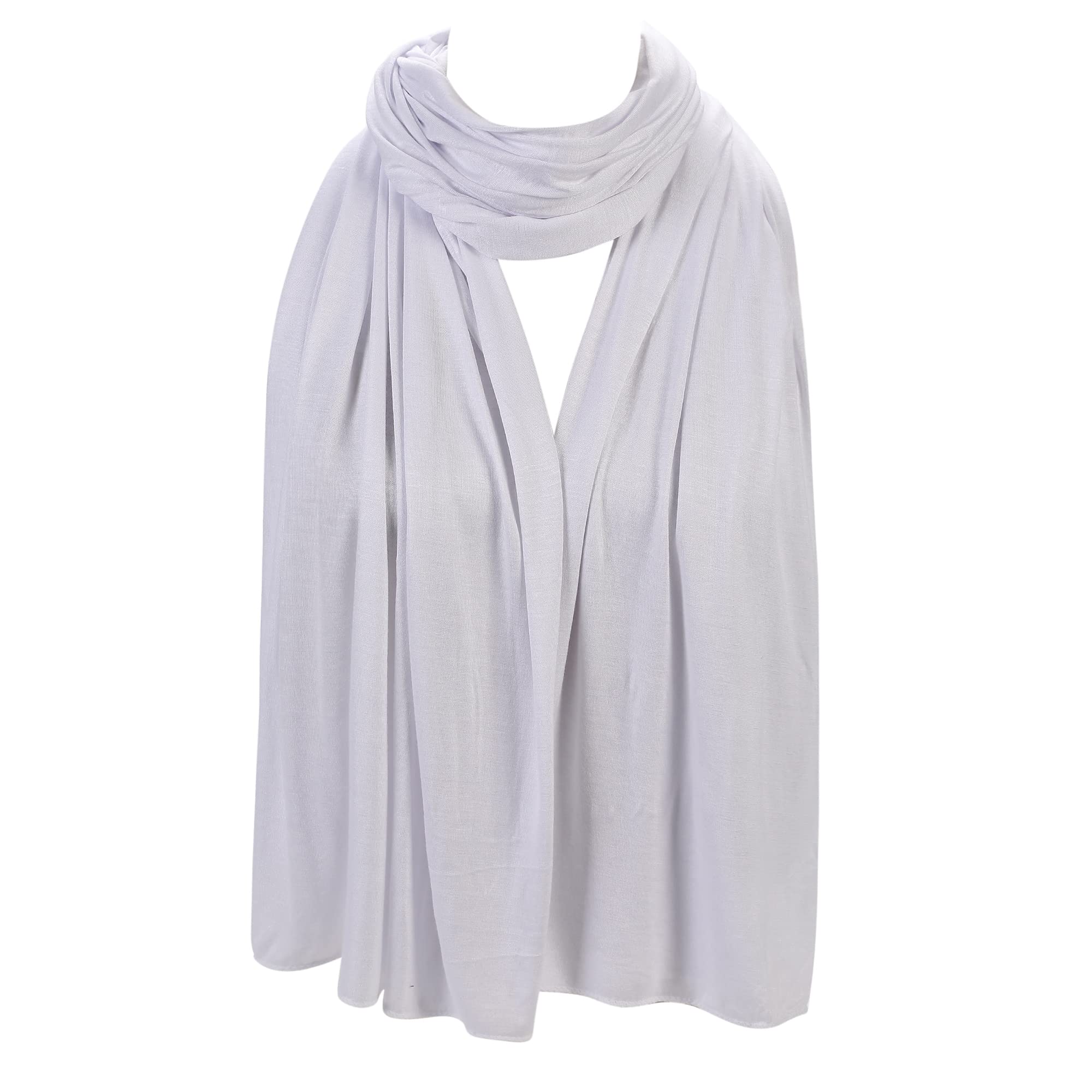 London Scarfs PREMIUM QUALITY JERSEY HIJAB SCARF SHAWL STRETCHY MAXI LYCRA WARM WRAP PLAIN (White)