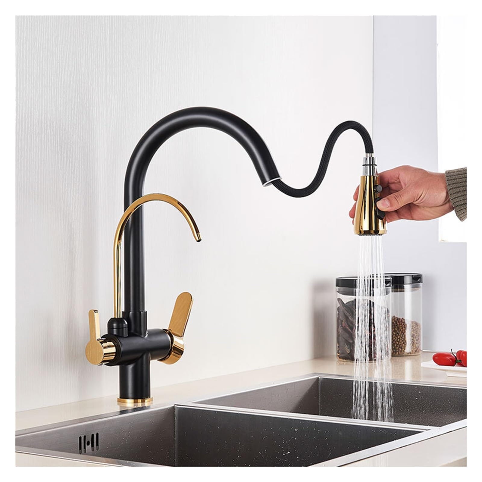 Grifos de Cocina Grifo Purificado For Bebidas De Cocina, Grifo De Filtro De Agua Extraíble, Mezclador De Agua Caliente Y Fría, Grúa For Fregadero (Color : Nickel C)