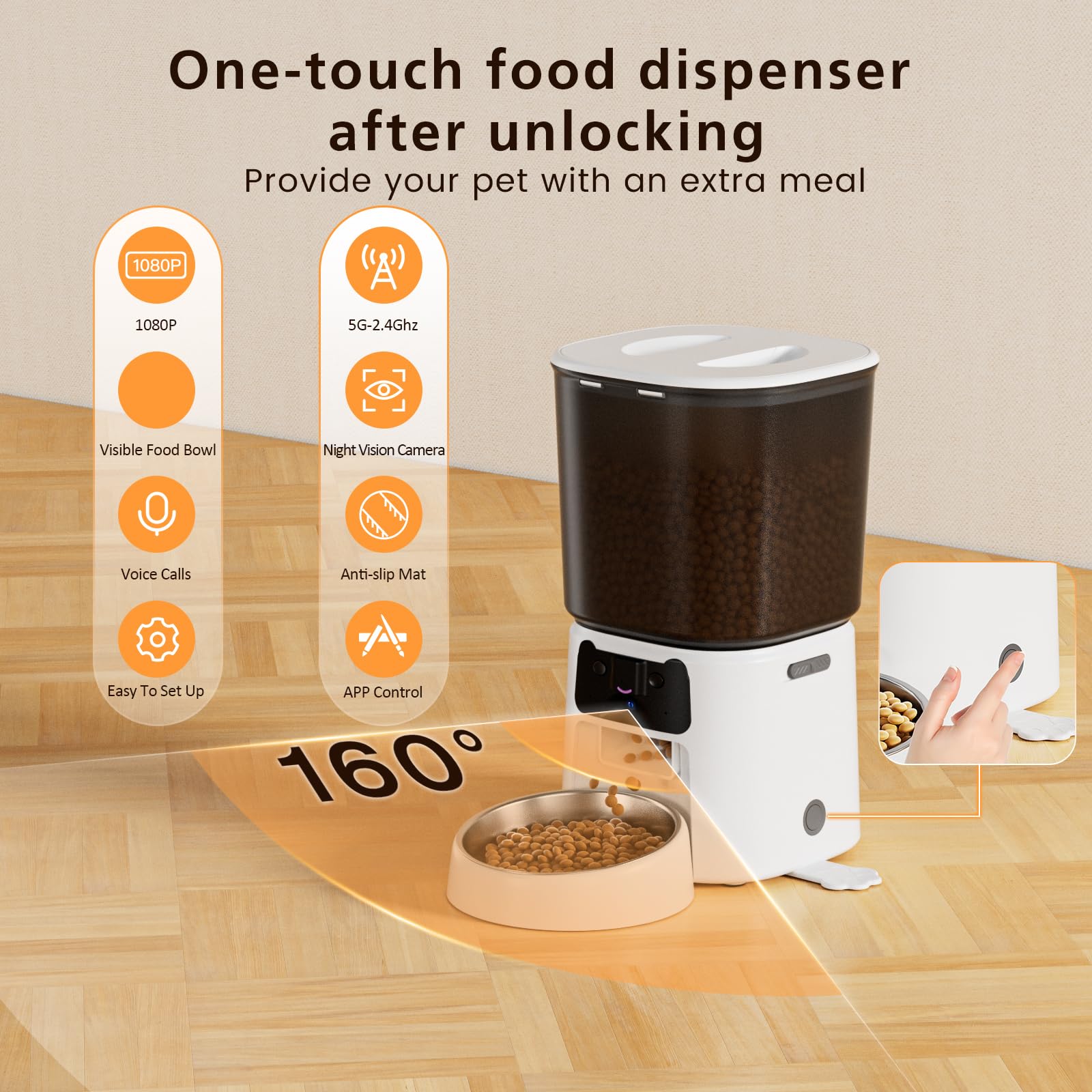 Automatic Cat Feeder with Camera, 4L WiFi Smart Pet Feeder with APP Control, 1080P HD Video, Night Vision,Voice Call, Motion Detection, Dual Power Supply, Stainless Steel Bowl,Supports 5GHz/2.4GHz - image 7