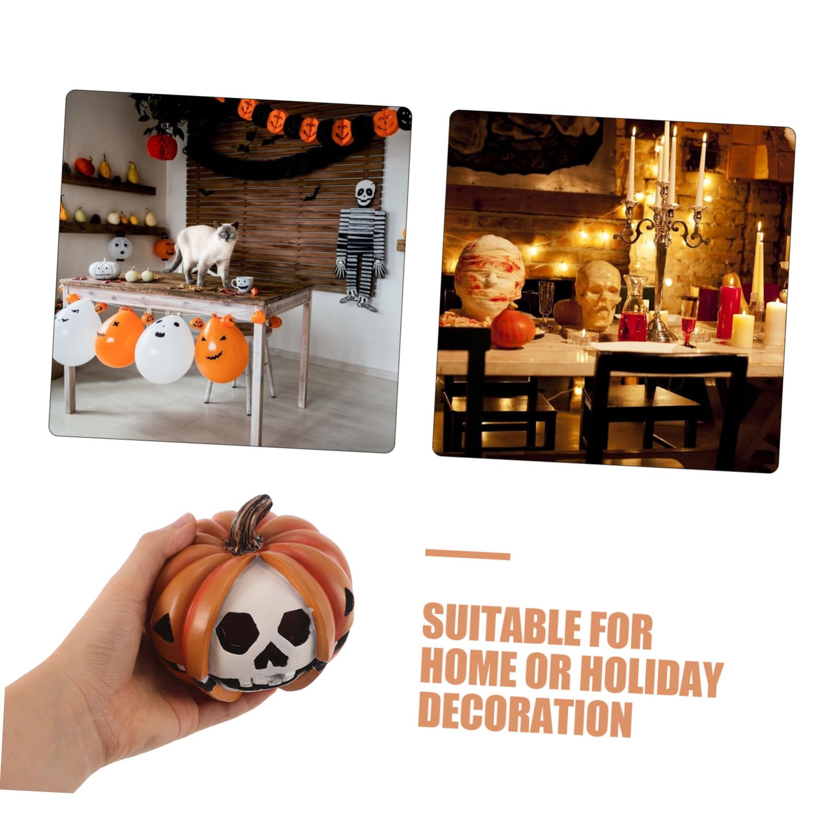 PRETYZOOM 3 Piezas Esqueleto De Calabaza De Halloween De Calabaza Halloween Figura Fantasma y Adorno De Esqueleto Decoración De La Fiesta del Cráneo Resina