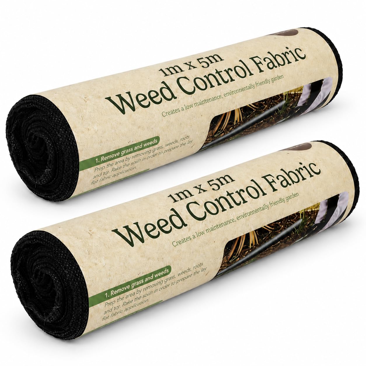 Navoys 2pk Weed Control Fabric, 1m Wide, Membrane (2pk (1m x 5m))