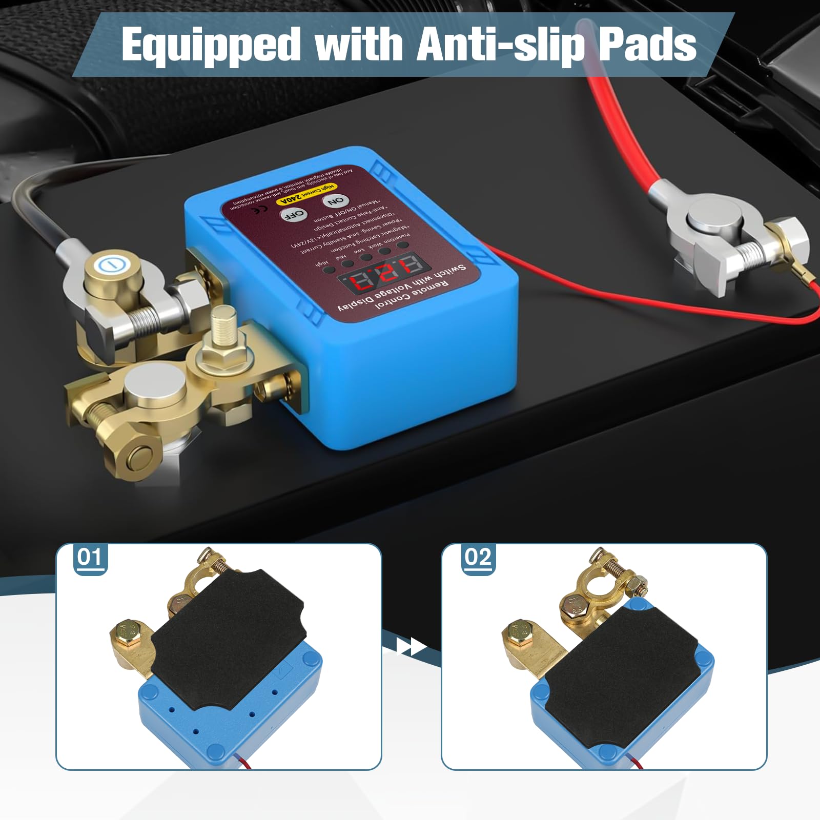 Interruttore isolatore batteria 240A 12 V telecomando con display di tensione a LED Interruttore di spegnimento automatico antifurto per auto camion barca