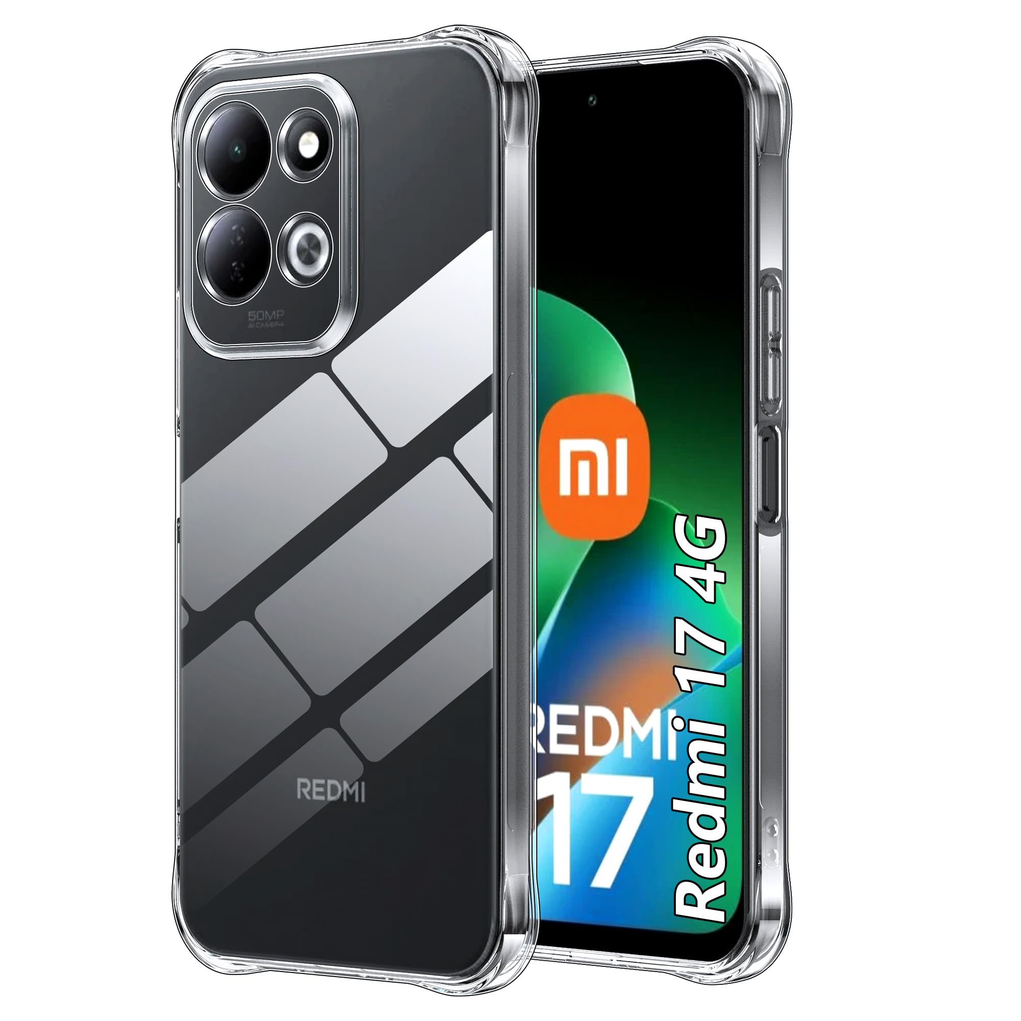 Rojeuinn Funda para Xiaomi Redmi 17 4G/5G,Funda Protectora de TPU Flexible Ultrafina y Altamente Transparente,Cuatro Esquinas Reforzadas para Evitar Caídas,Antigolpes y Arañazos-Transparente.