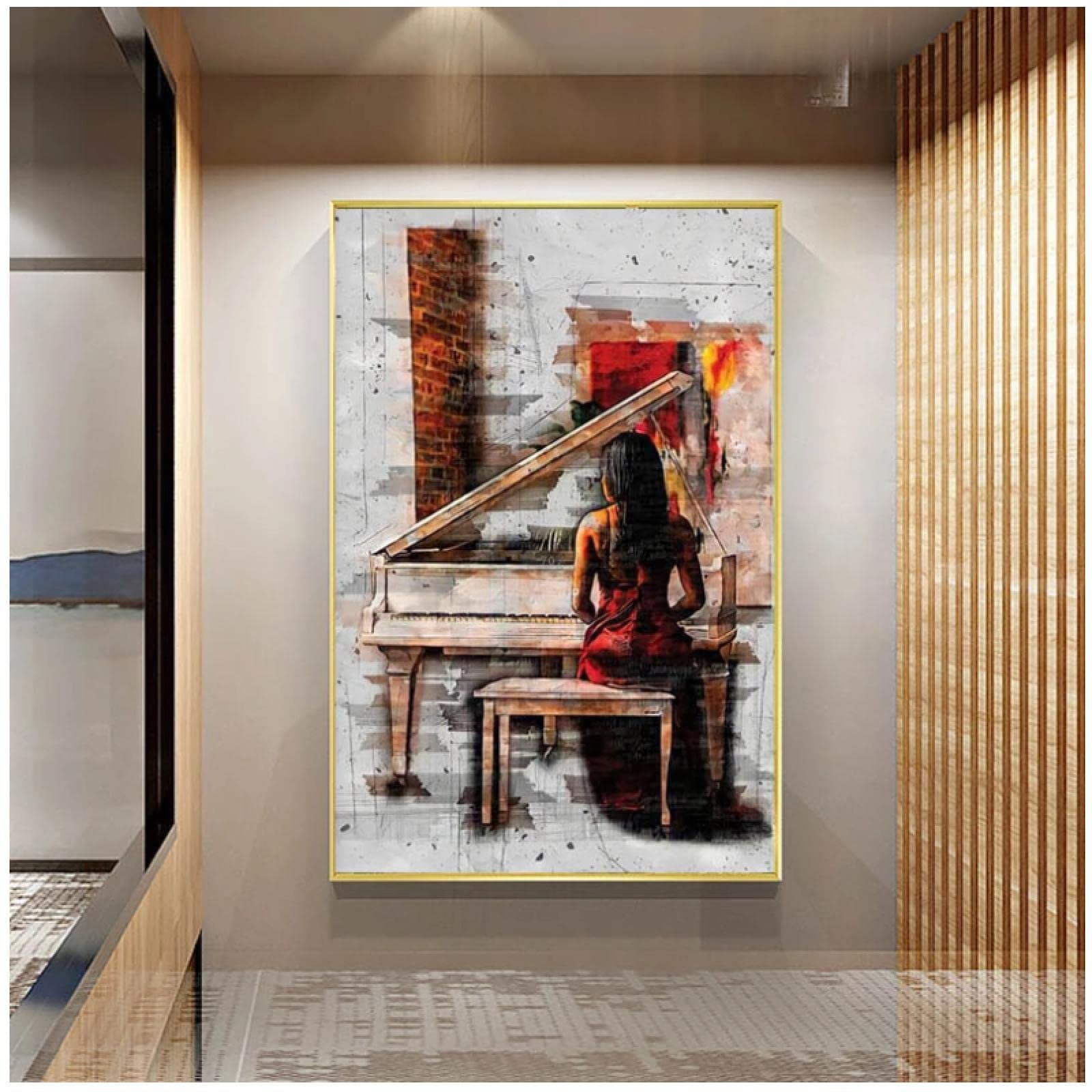 JINHJ Modern Red Dress Woman Play Piano Abstract Posters And Prints Canvas  Painting Print Living Room Wall Decor （30x40cm/11.8×15.7inch） Frameless :  Amazon.co.uk: Home & Kitchen