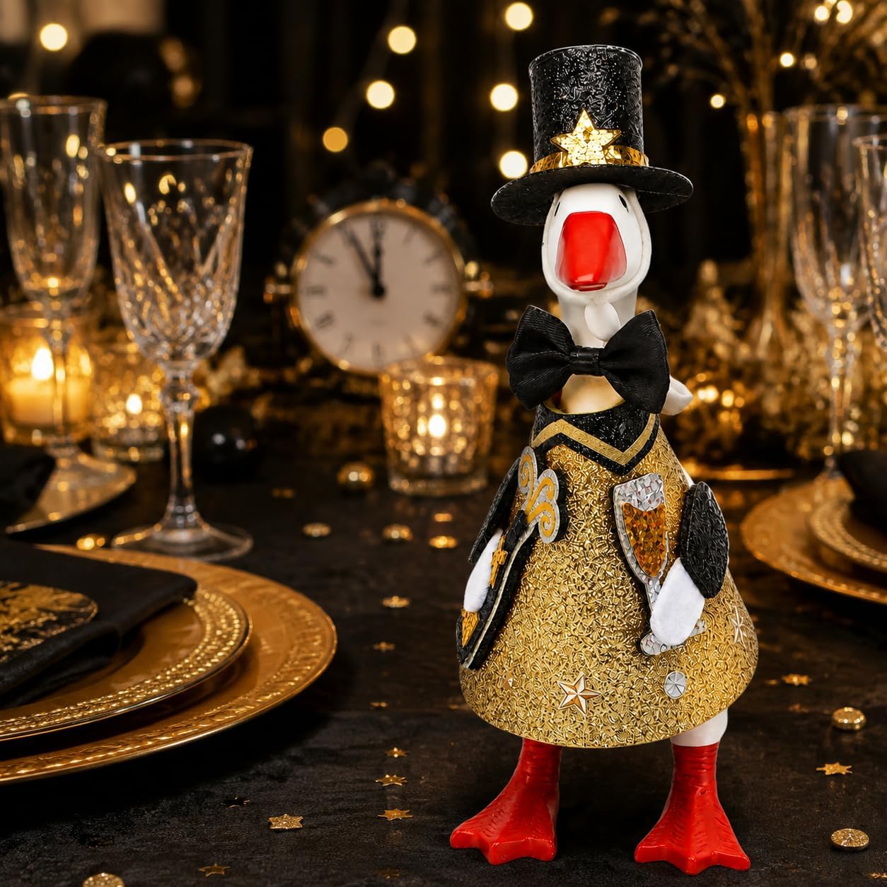 7 Inch Desk Goose Outfits, Mini Desktop Goose Accessories Set,Holiday Desk Goos Outfits (Happy New Year A) image 2