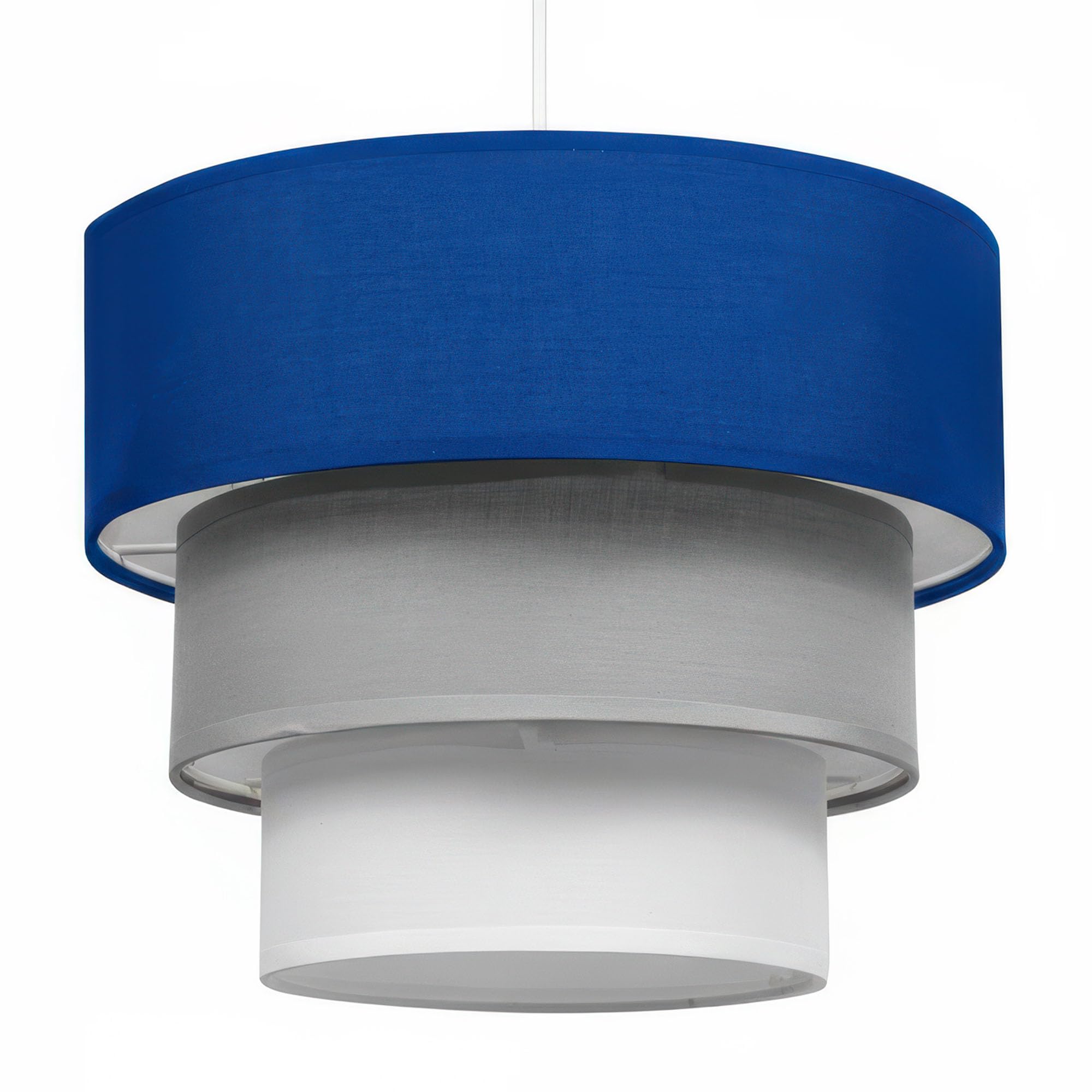 Giggi Blue Grace 3-Tier Fabric Lamp Shade, 30Cm Easy-Fit Ceiling Light Shade, Non-Electrical Pendant Lampshades For Ceiling Lights, Lamp Shades For Table Lamps, Floor Lamps, Living Room, Bedroom (Blue Grace)