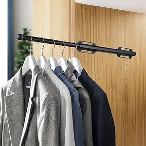 Clothes Rod For Closet Adjustable Retractable Closet Pull Out Rod Valet Rod Extending Rail Pull Out Hanger Closet Valet Rod Rail Sliding Telescopic Clothes Rod For Hanging Clothes(12 Inch/30 Cm