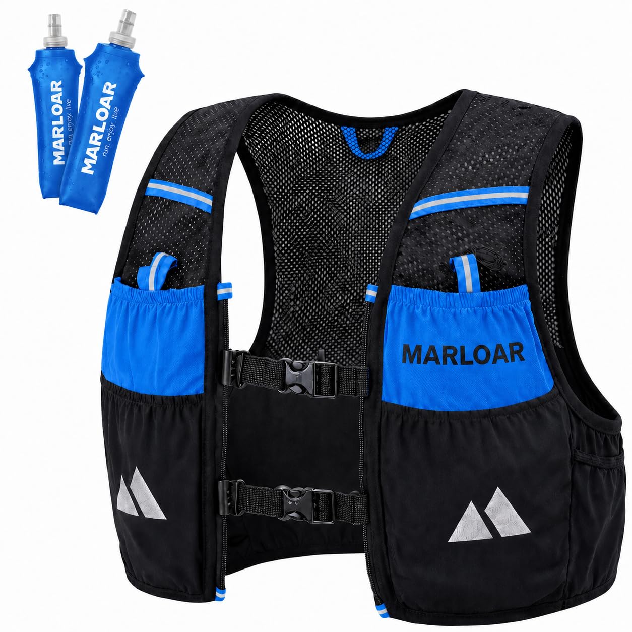 Chaleco Running para Trail Running con 2 Soft Flask 500 ml – Ajuste cómodo, Ligero y Transpirable