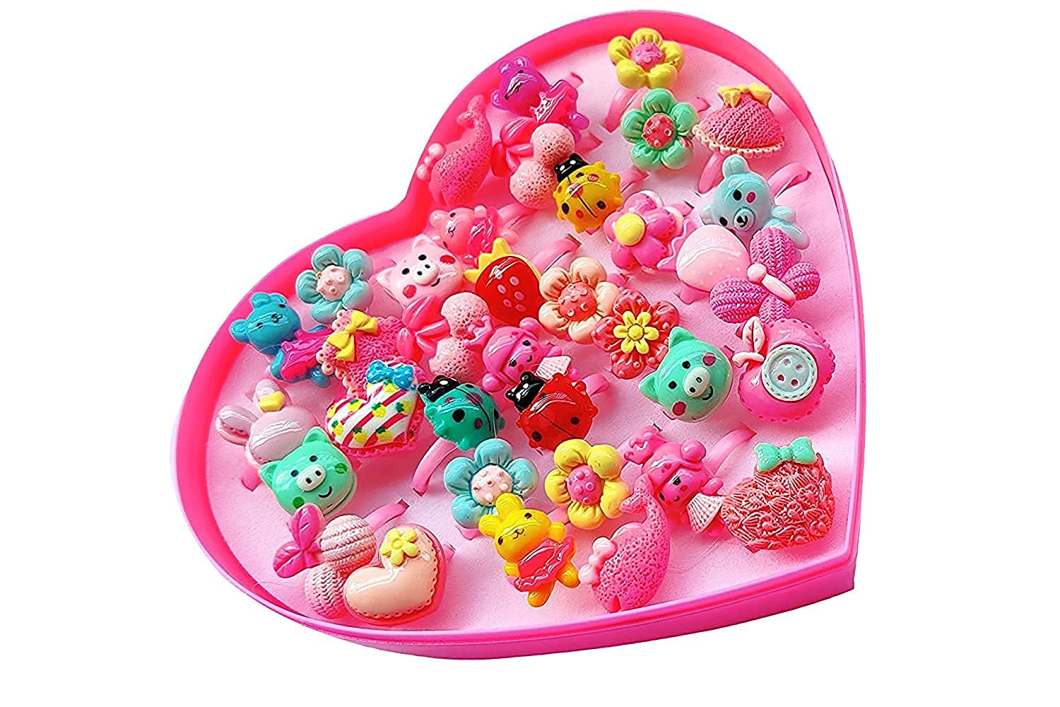 Shivarth Adjustable 36 Finger Ring for Birthday Gifts Pink Heart Shape Box Play Toy Suitable for Age 2-10 yrs Toddler Girls Costume Princess Dress up Party Favors Girls Toys (B0B4G7V4CR) Amazon Price History, Amazon Price Tracker
