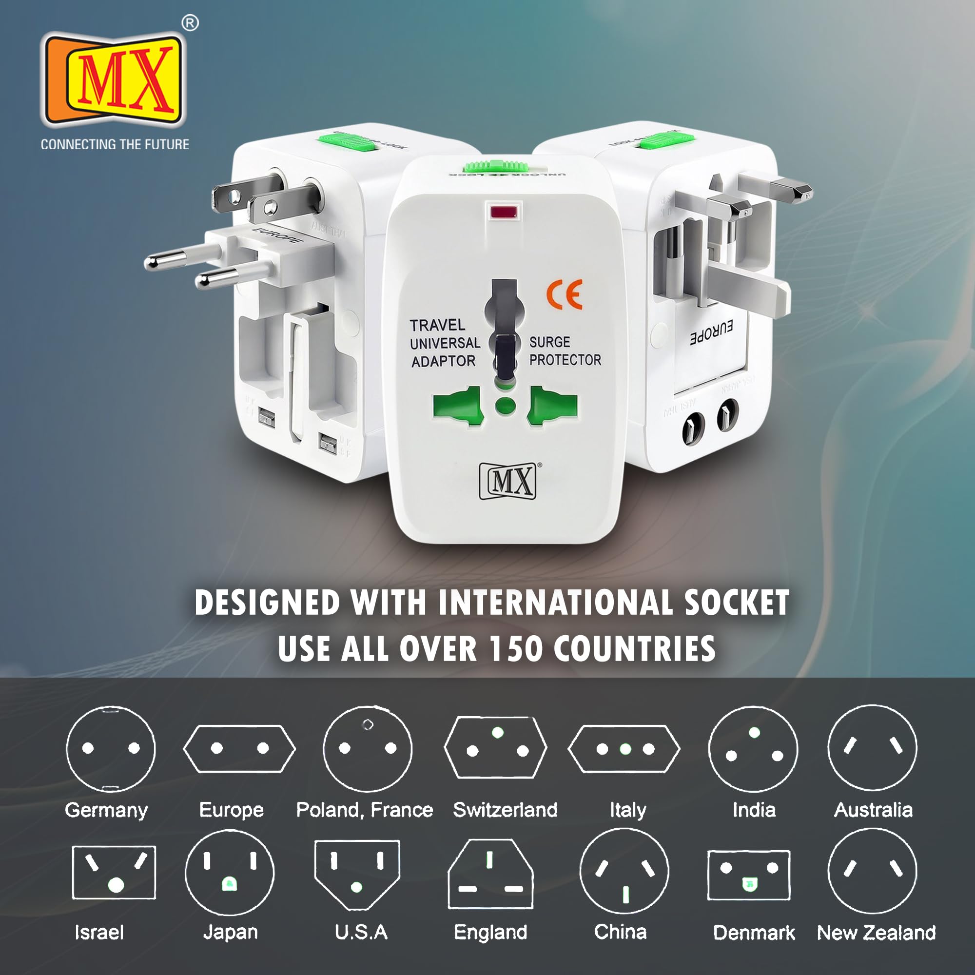 MX Universal Travel Adapter with USB Port All in one International Travel Adapter 150 Countries with LED Universal Socket Compatible in UK Europe USA China Japan & Thailand International Adapter — Amazon image 6