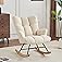 SAETSFEG Rocking Chair Nursery Teddy Upholstered Glider Rocker Chair Padded Seat with High Backrest Armchair Comfy Nursing Ch