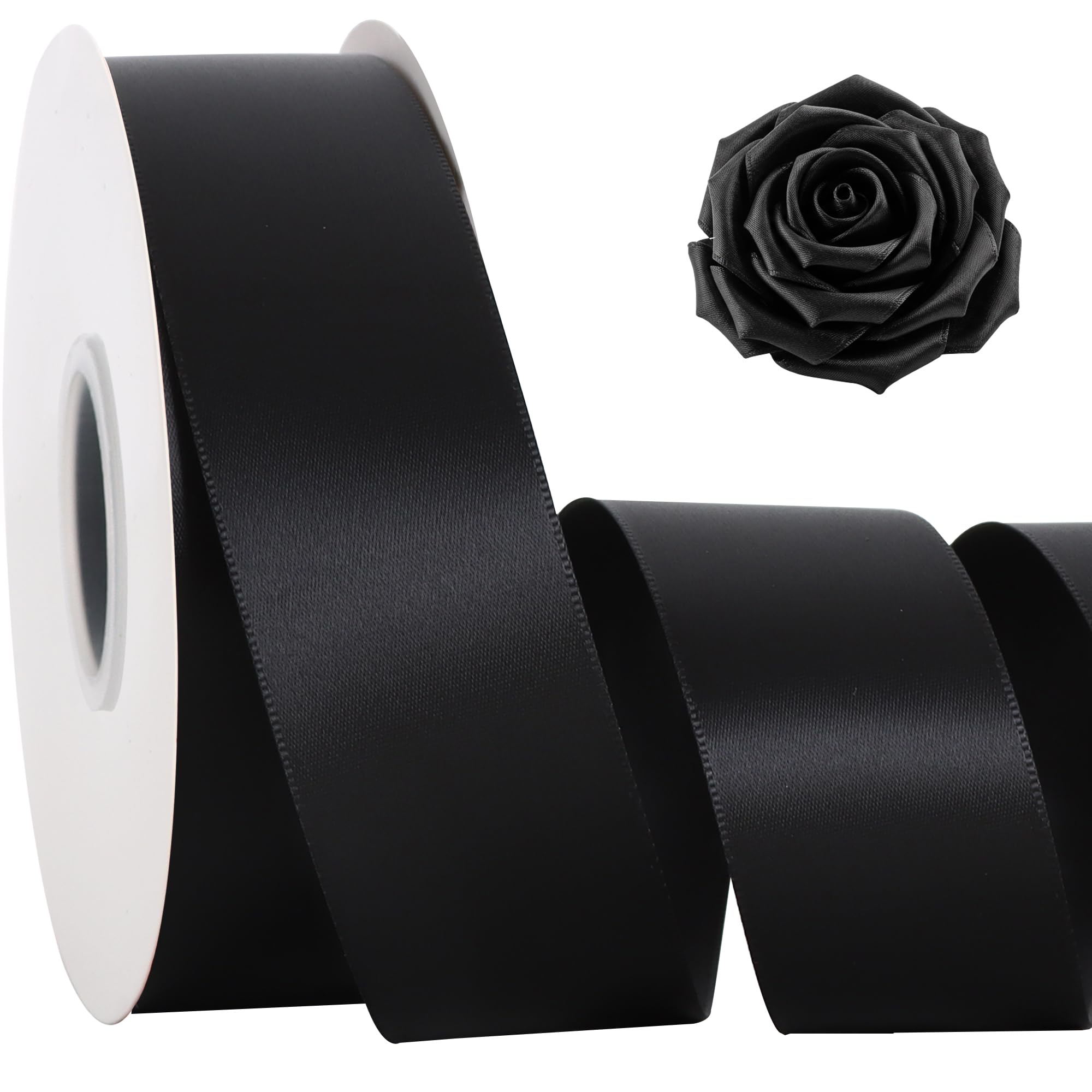 Ruban De Satin Noir De 38,8 M De Long Pour Bouquet De Fleurs
