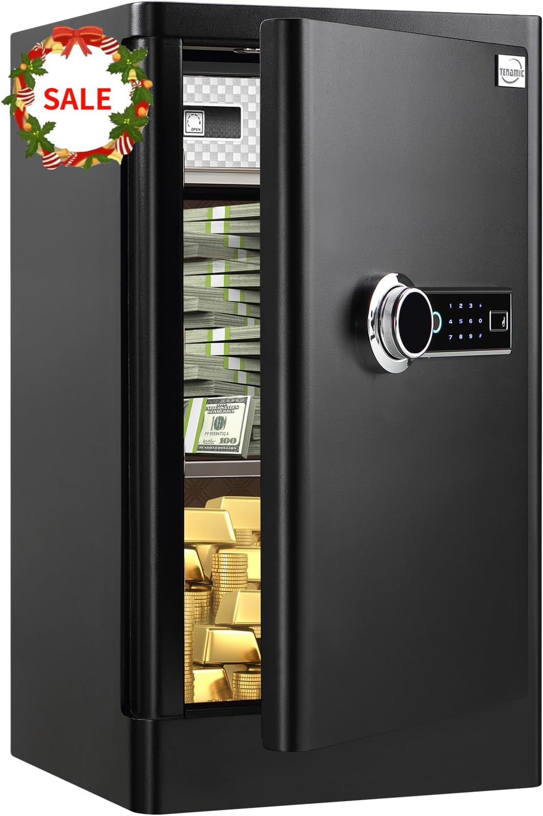 - Tenamic Deluxe Biometric Fingerprint Safe Box Smart Touch Screen Fireproof Safe for Home Office Hotel 3.83 Cubic