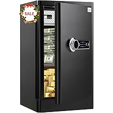 Tenamic Fireproof Fingerprint Safe Box 3.02 Cuft with Separate Lock Box and Hidden Bottom Compartment, Touch Screen Keypad Security Box with Induction Light and Leather Key Card Pouch