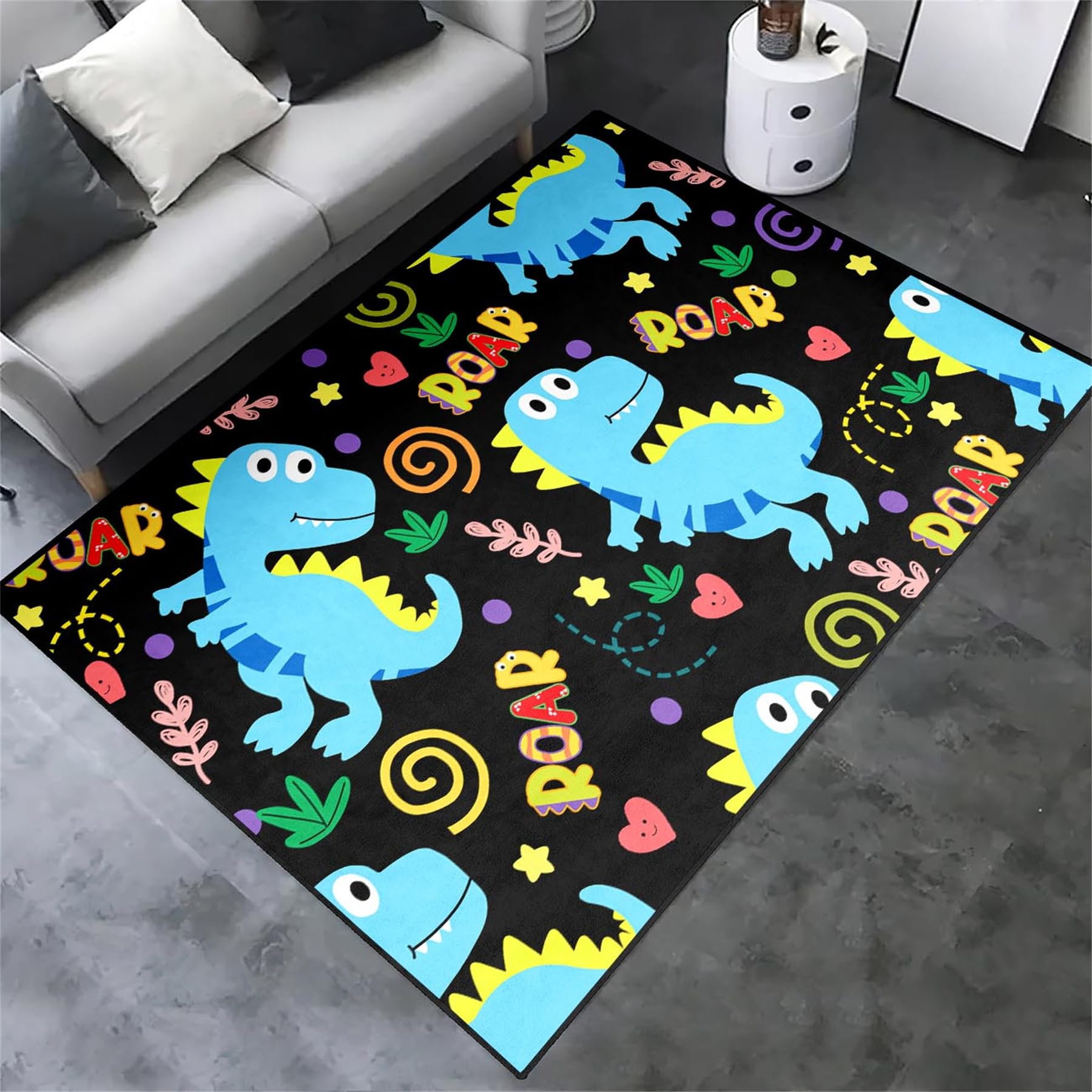 Dino Rugs for Boys Room Dinosaur Carpet for Boys Bedroom Dinosaur Play Rug for Classroom,3x5 Feet