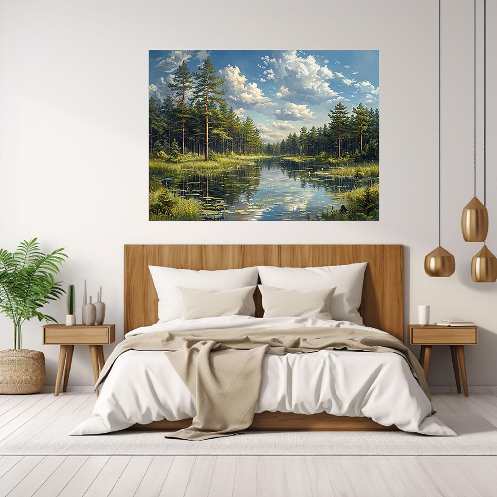 AMXBZC Abstraktes Leinwand Bilder berge Kunstdrucke, Schöne Landschaft Wasser Wandbild Kunstdruck Wanddeko Wand Wohnzimmer Deko Kunst Modern Textur für Büro - 40x60cm Gerahmt