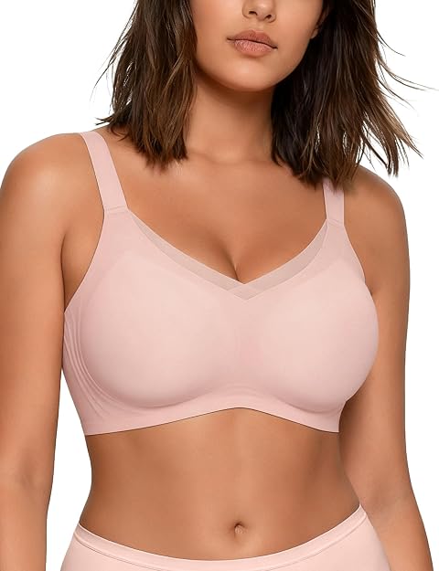 HORISUN Damen Ohne Bügel BH, Komfort Nahtloser Push Up Bralette Mit Starker Halt Mesh Spitzen Bustier Für Große Brüste Bügeloser BHS