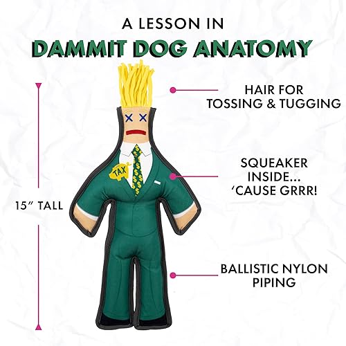 Miniatura 3 de Dammit Doll Dammit Dog  Recaudador de impuestos  Juguete chirriante para perros y cachorros de felpa, juguete novedoso interactivo  Reduce el