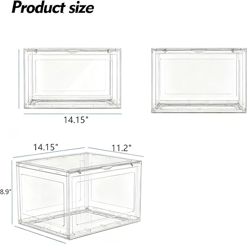 Miniatura 2 de 12 paquetes de contenedores de plástico para zapatos, organizador de zapatos apilable con puertas, cajas de acrílico para zapatos de exhibición