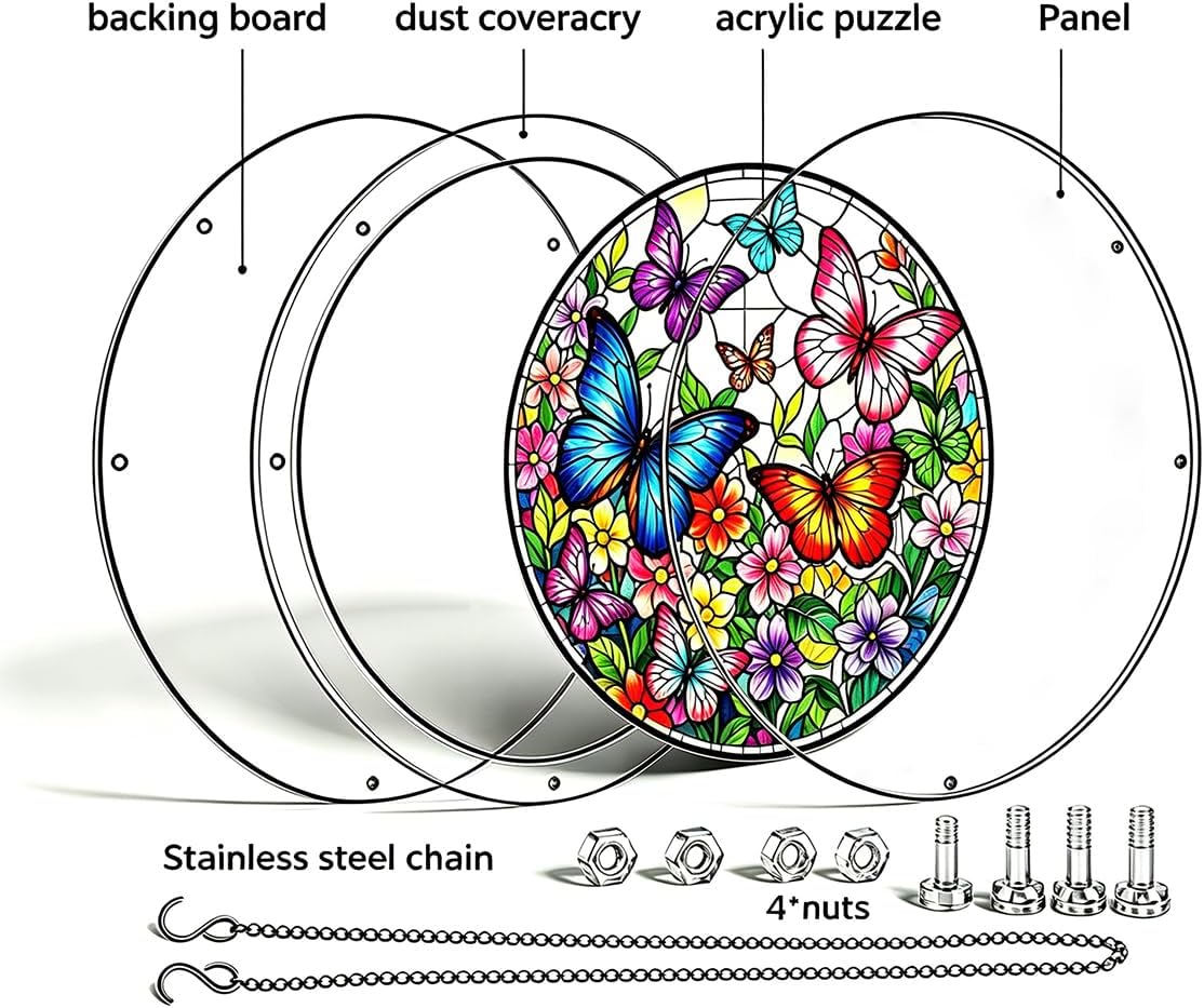 Acrylic Puzzle Butterfly Suncatcher Kits for Adults, Sun Catcher Puzzles