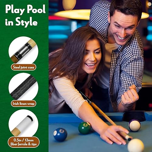 Miniatura 2 de ISZY Billiards Juego de 4 palos de billar, 2 piezas de madera de arce canadiense en 4 accesorios de billar