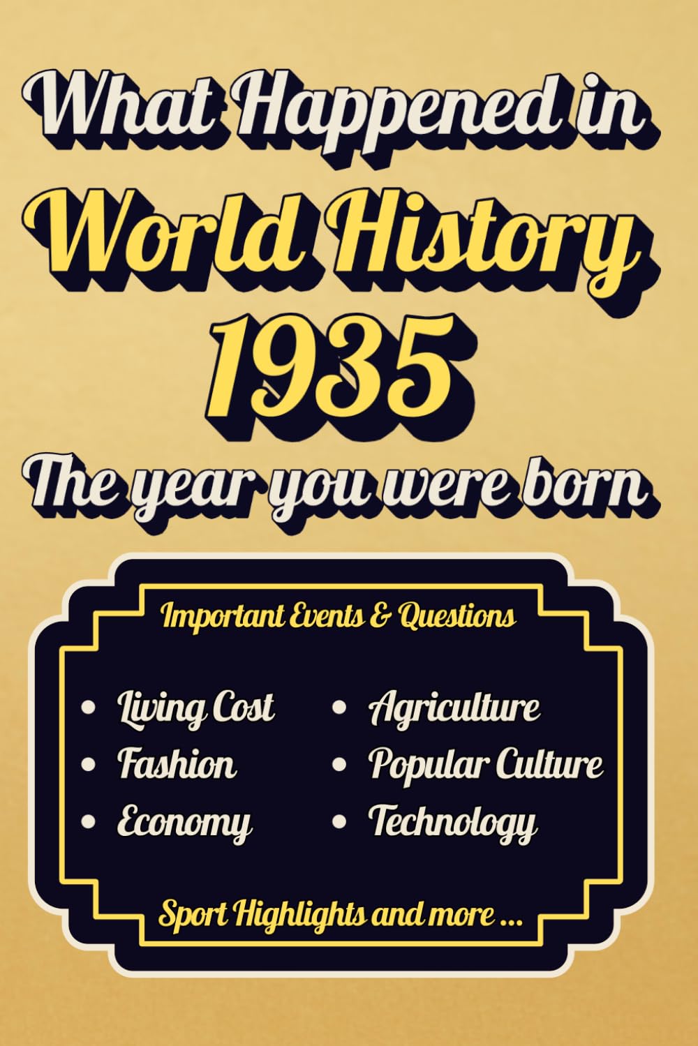 What happened in 1935 World History The year you were born: A Year to remember l Major Events, Economic Changes, Technology, Sports, Agriculture, and More...