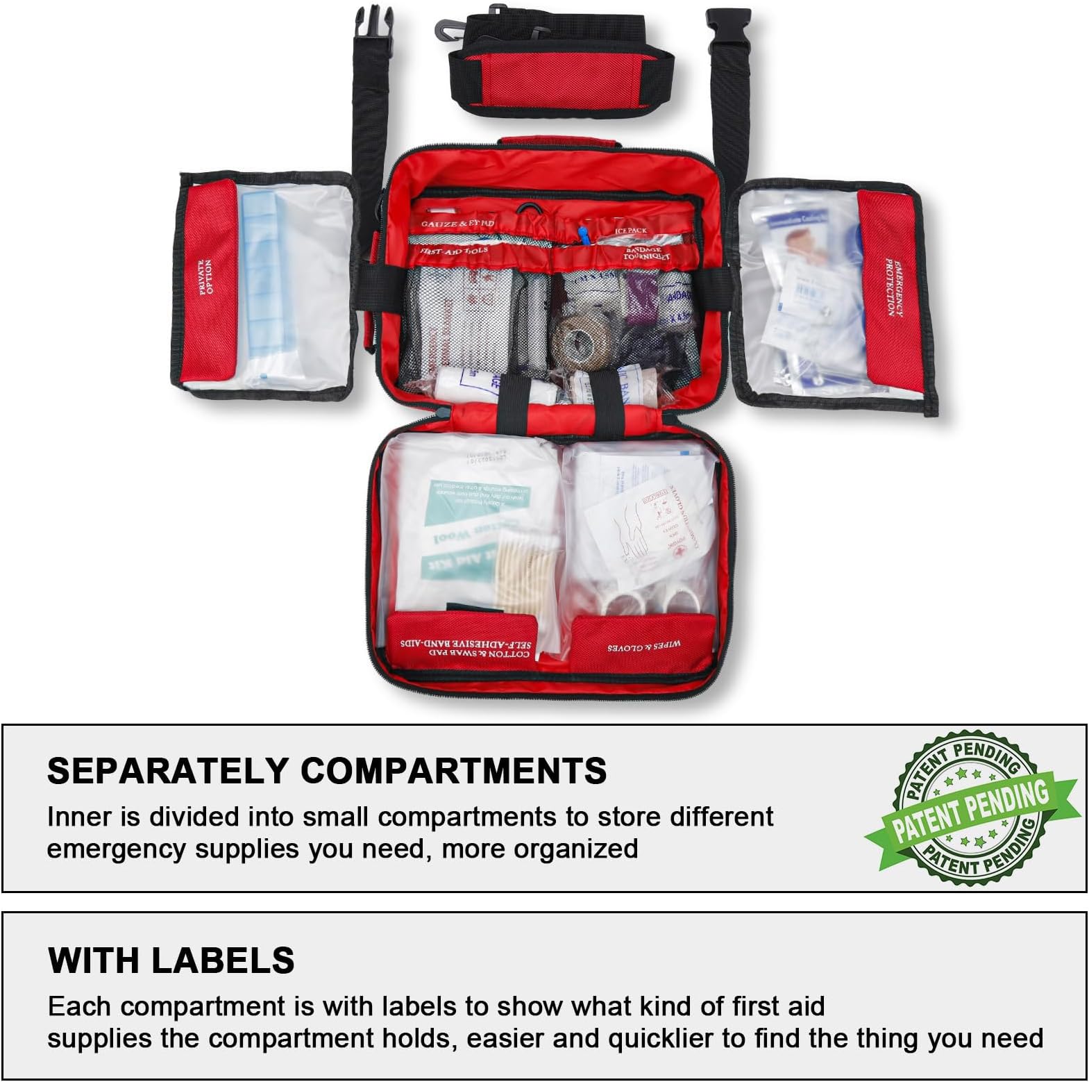 Poygik 420 Pcs Large First Aid Kit for Home, Car, Travel, Camping, Truck, Hiking, Sports, Office, Vehicles and Outdoor Emergencies - Kits