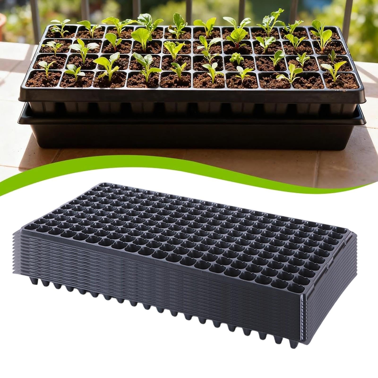 12 Pezzi vassoi per piantine da con griglia e Foro di drenaggio, vassoi per microgreens, vasi di avviamento per piantine di, 200 Celle