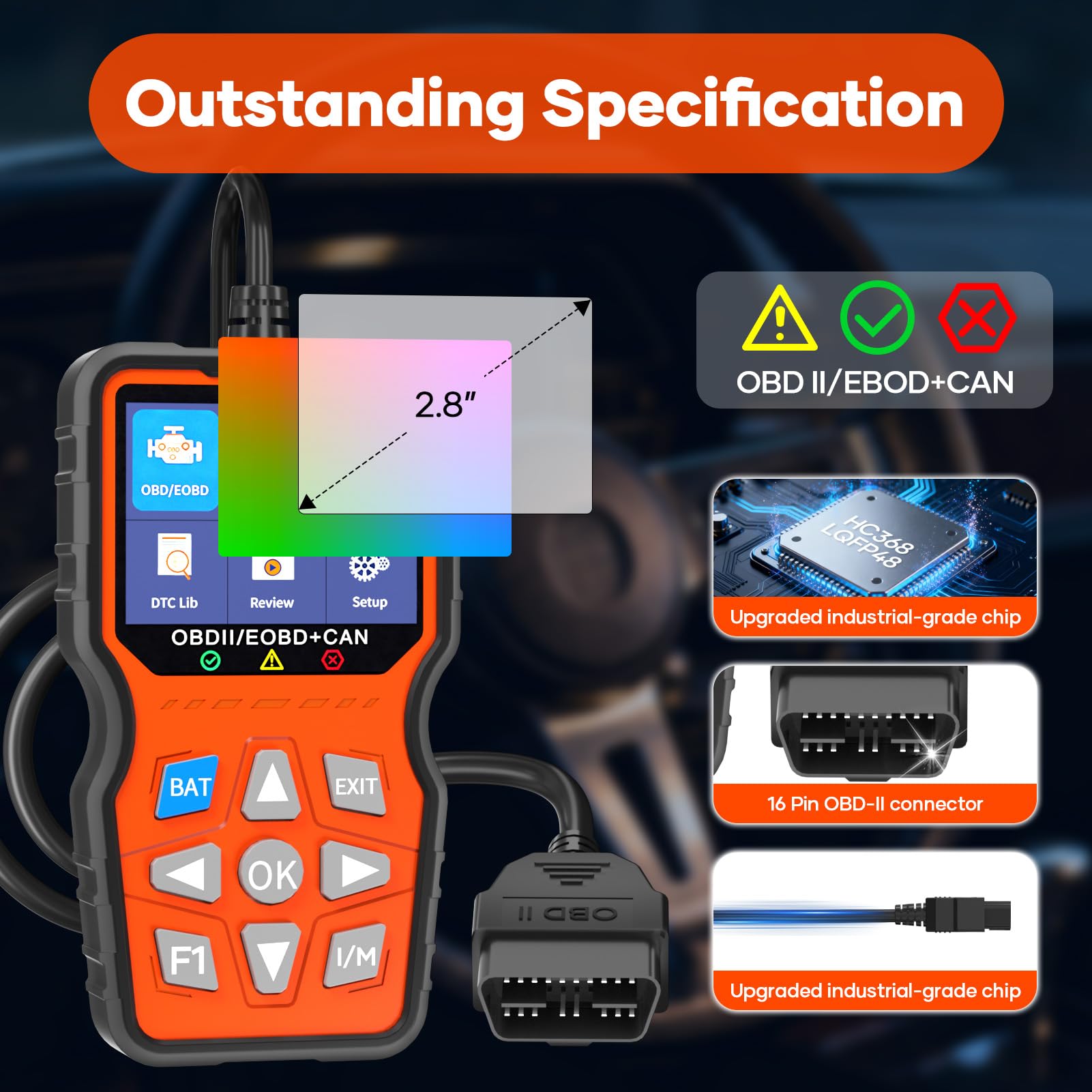OBD2 Valise Diagnostic Français Auto Multimarque, Outils Diagnostics Système Moteur OBD-II Boitier EOBD Complet de Batterie Lecteur pour VW, Audi et Tous Les Véhicules OBD 2 dès 2003, Noir