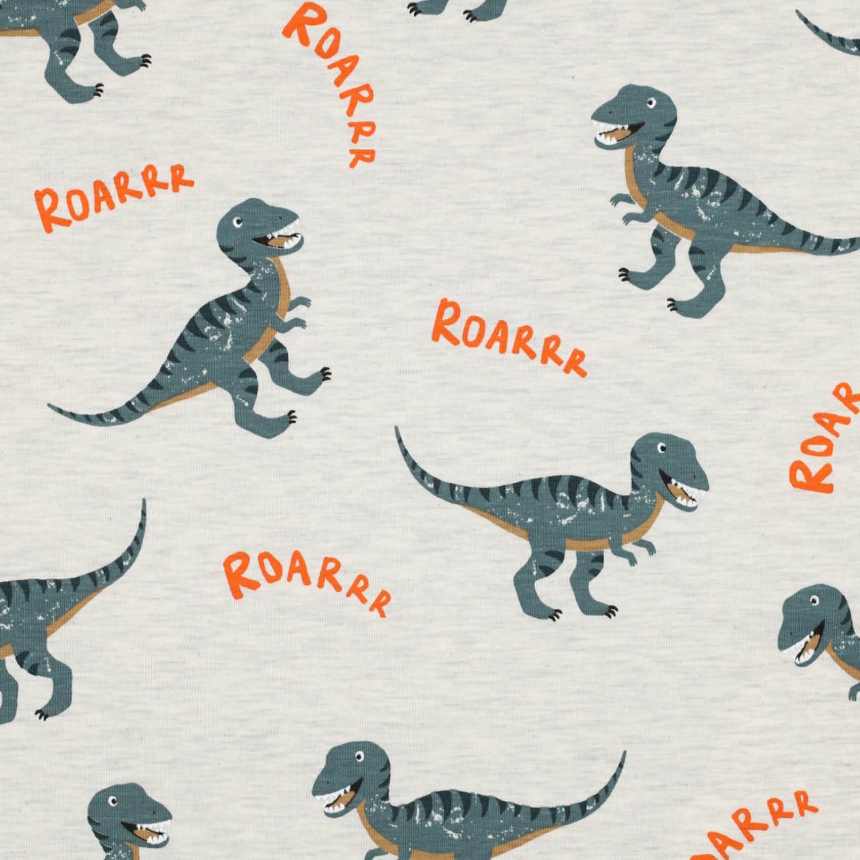 VmG-Store Jersey Fabrics Sold by the Metre for Sewing Cotton Jersey Sewing Fabric Children's Fabric 140 cm Wide III (Dinosaur Ecru Melange Jb057)