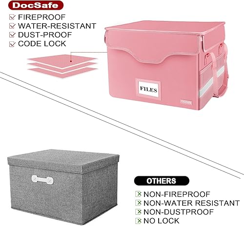 Miniatura 6 de DocSafe - Caja de documentos ignífuga con cerradura, caja organizadora de almacenamiento de archivos con inserciones de pestañas, caja de archivos