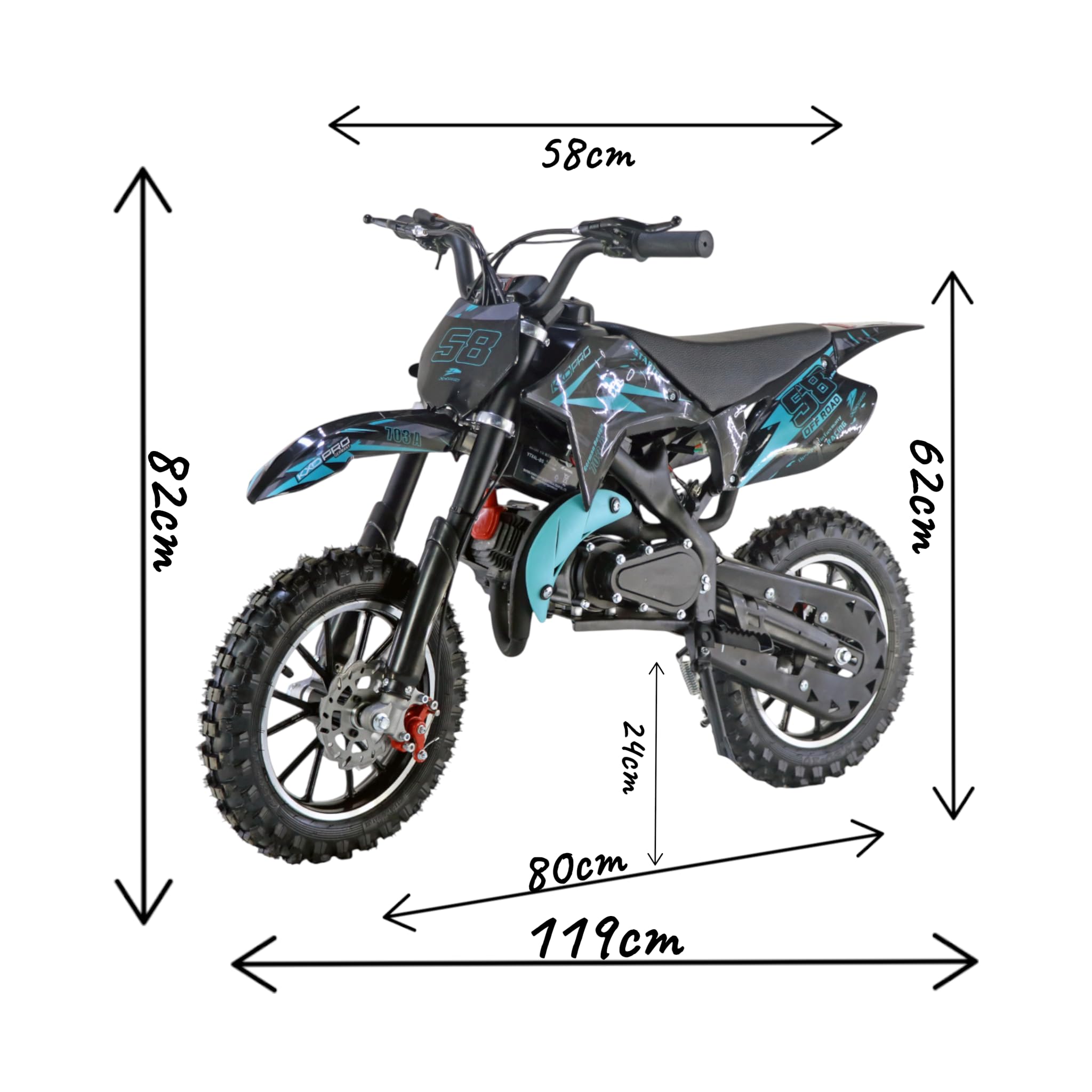 KXD 703A 49 cm³ 2 temps Leopard Dirtbike pour Dirt Bike Enduro DirtBike pocket 49 cc Pitbike PocketBike Motocross Moto Motorsport Pocket Full Cross Cross Cross (turquoise KXD 703A 49 cm³ 2 temps)