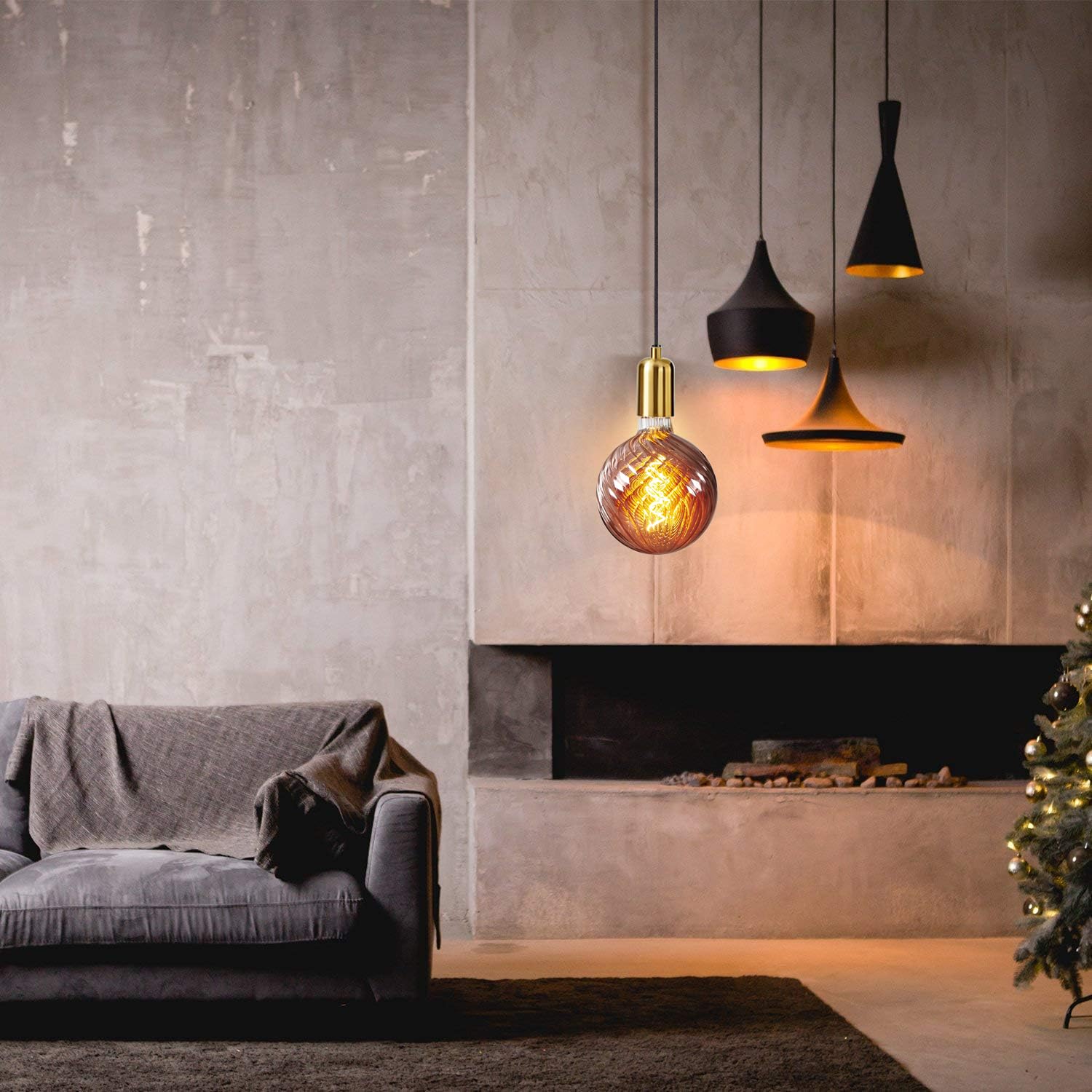 Lampadina LED Decorativa Gigante E27, 6W Dimmerabile, Vetro Rivestito Oro Rosa (⌀150mm), Indice Resa Cromatica >90, Luce Bianco Caldo 2700K