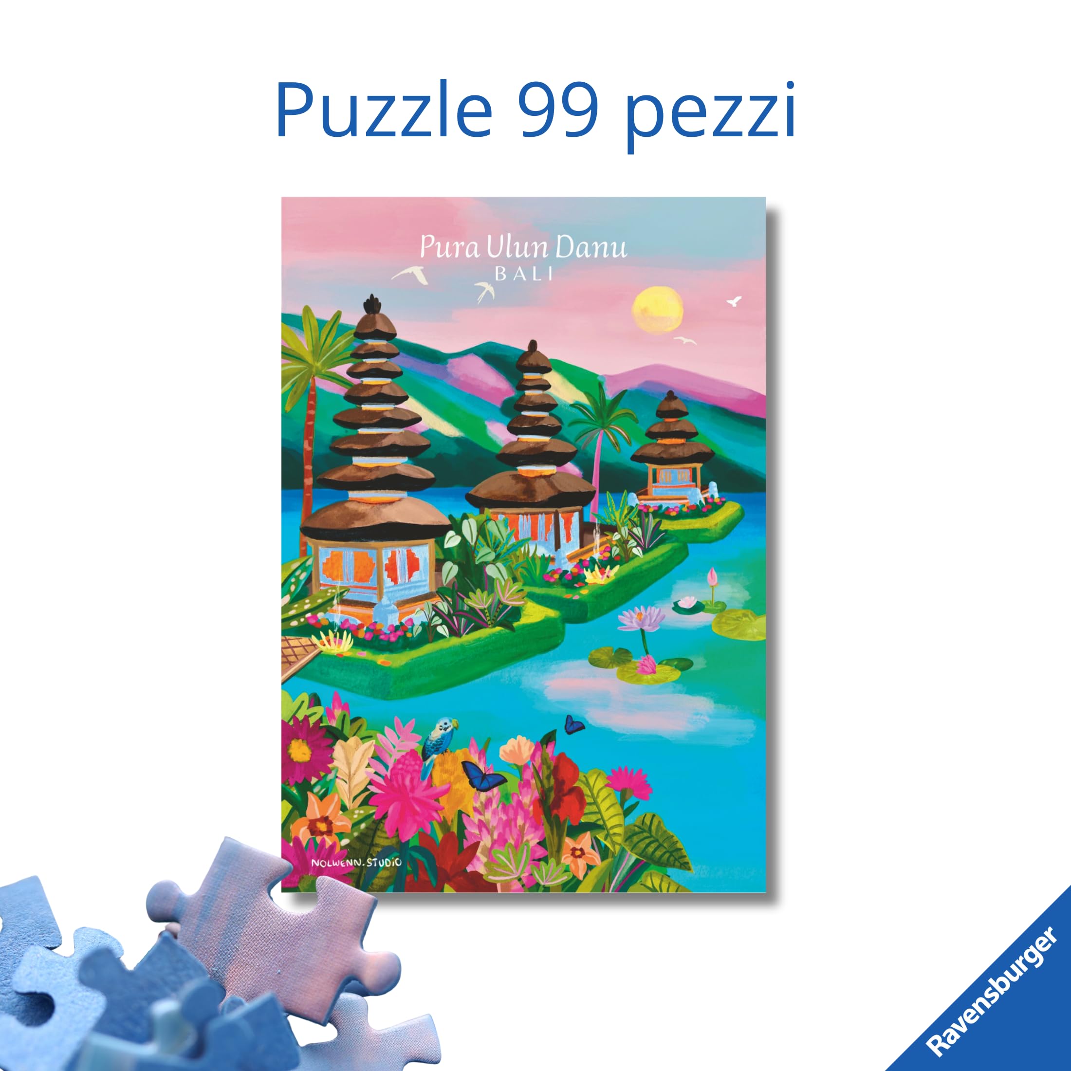 Ravensburger Puzzle 99 Pezzi, Bali – Mini Puzzle Adulti +14 anni, 18 x 26 cm, Puzzle per Adulti Artistico, Collezione Paesaggi, Idee Regalo