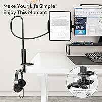 Vista 2 de KDD Gooseneck Tablet Stand, 360° Adjustable Phone & iPad Holder for Bed and Desk, Flexible Arm Mount Clip for Video Recording, Bedside & Headboard