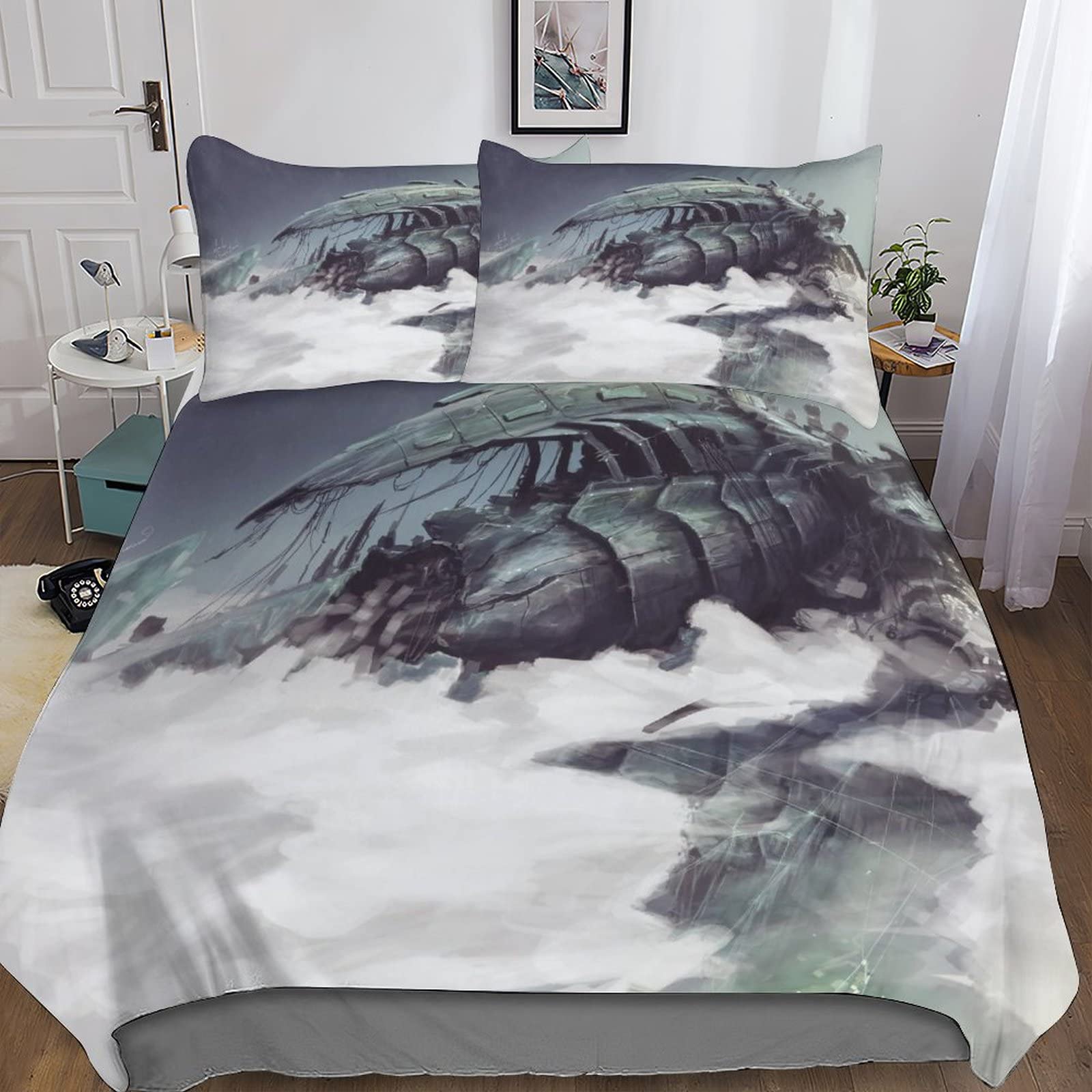 Housse de couette imprimé 3D Space Ship microfibre literie enfants adultes taie d'oreiller King