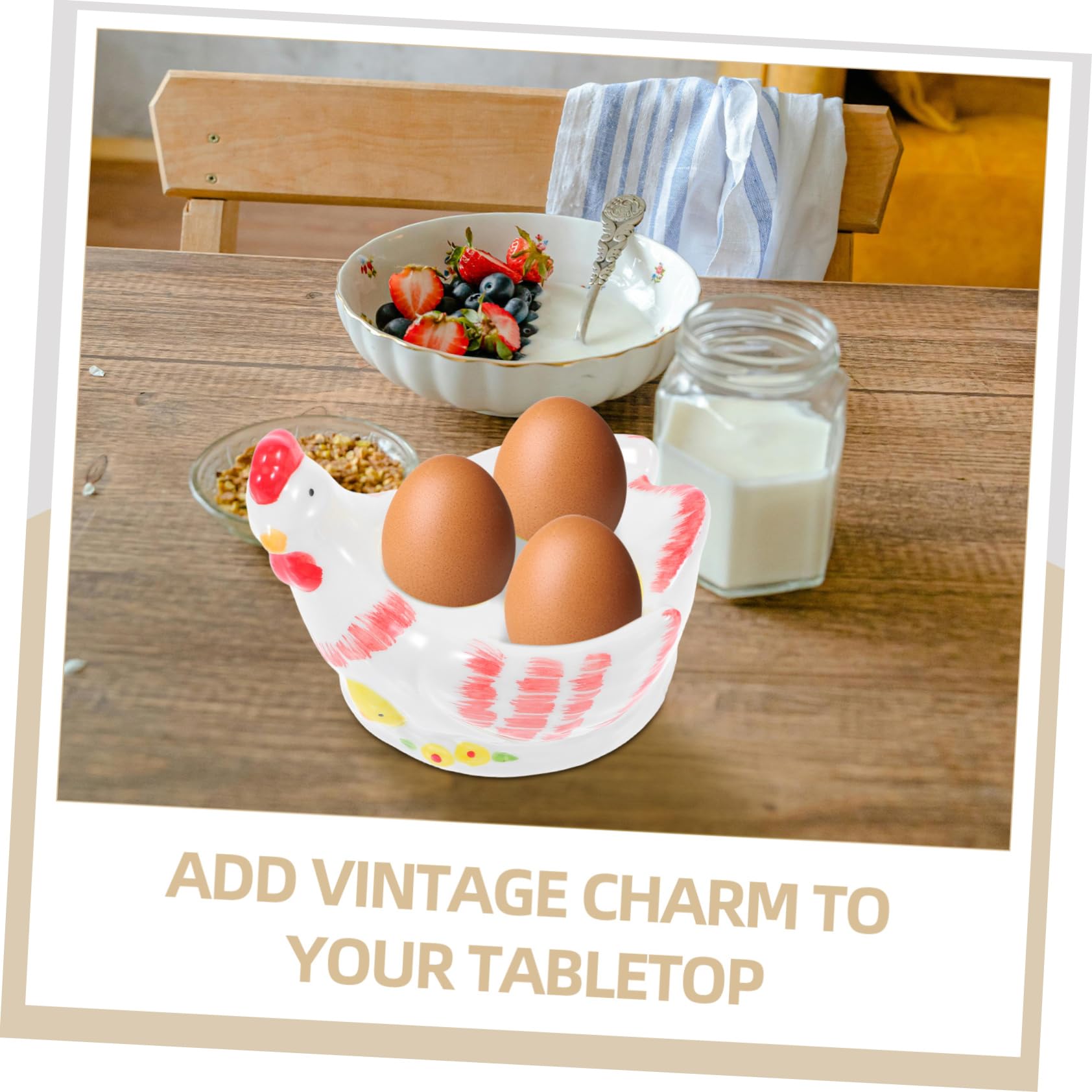 MAGICLULU Coquetier en Céramique Coq Vintage à Glaçure Craquelée 1 Pièce | Support D'œuf, Table de Rangement Pratique, Usage Quotidien et Pâques, Finition Odorante Résistante