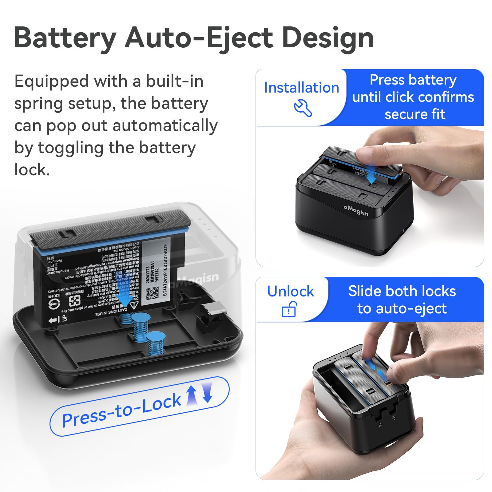 Batteria Caricabatterie per Insta360 X5, Hub di ricarica Batteria Conservazione Scomparto Accessori per Insta360 X5